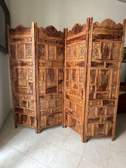 Pamono Mid-Century Japanese 4-Panel Folding Room Divider, 1940s