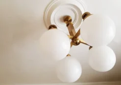 Sale Pamono Mid-Century Lamp in Brass and Opal Glass attributed to Gaetano Sciolari, 1970s