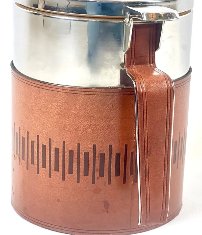 Pamono Mid-Century Leather and Steel Ice Bucket from Grasoli, 1960s> Ice Buckets & Wine Coolers