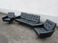 Outlet Pamono Mid-Century Leather Sofas and Armchairs from Krasemann, 1960s, Set of 3
