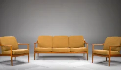Pamono Mid-Century Lounge Chairs and 3-Seater Sofa by Walter Knoll Antimott, 1960s, Set of 3
