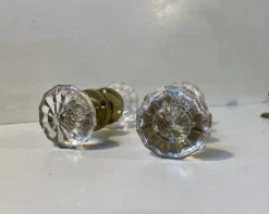 Sale Pamono Mid-Century Lounge Door Knobs in Brass and Glass by Verrina Sweden, 1970s, Set of 5