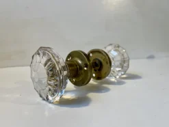 Sale Pamono Mid-Century Lounge Door Knobs in Brass and Glass by Verrina Sweden, 1970s, Set of 5