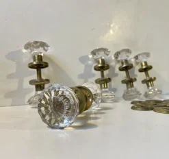 Sale Pamono Mid-Century Lounge Door Knobs in Brass and Glass by Verrina Sweden, 1970s, Set of 5