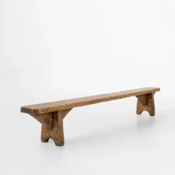 Pamono Mid-Century Low Wooden Bench, France, 1850s