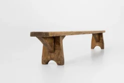 Pamono Mid-Century Low Wooden Bench, France, 1850s