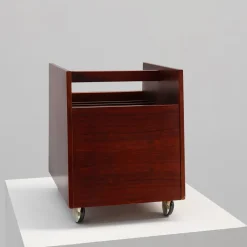 Pamono Mid-Century Magazine LP Caddy Rack by Rolf Hesland for Bruksbo, Norway, 1970s> Magazine Racks