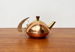 Pamono Mid-Century Metal and Teak Teapot, 1960s><noscript><img width=