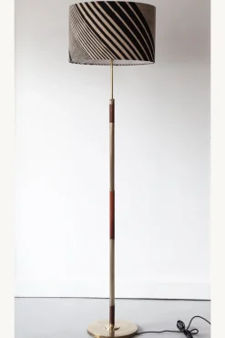 Online Pamono Mid-Century Minimalist Rosewood and Brass Floor Lamp, Denmark, 1960s