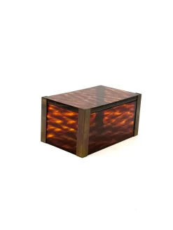Pamono Mid-Century Modern Acrylic and Brass Jewelry Box, 1970s><noscript><img width=
