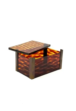 Pamono Mid-Century Modern Acrylic and Brass Jewelry Box, 1970s><noscript><img width=