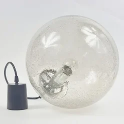 Pamono Mid-Century Modern Air-Bubbled Glass Globe Pendant Light from Limburg, 1970s><noscript><img width=