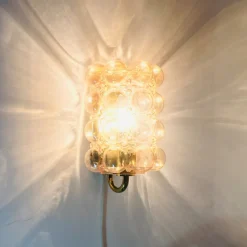 Pamono Mid-Century Modern Amber Bubble Glass Wall Lights by Helena Tynell for Limburg, 1960s, Set of 2><noscript><img width=