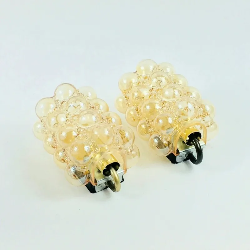 Pamono Mid-Century Modern Amber Bubble Glass Wall Lights by Helena Tynell for Limburg, 1960s, Set of 2> Wall Lights & Sconces