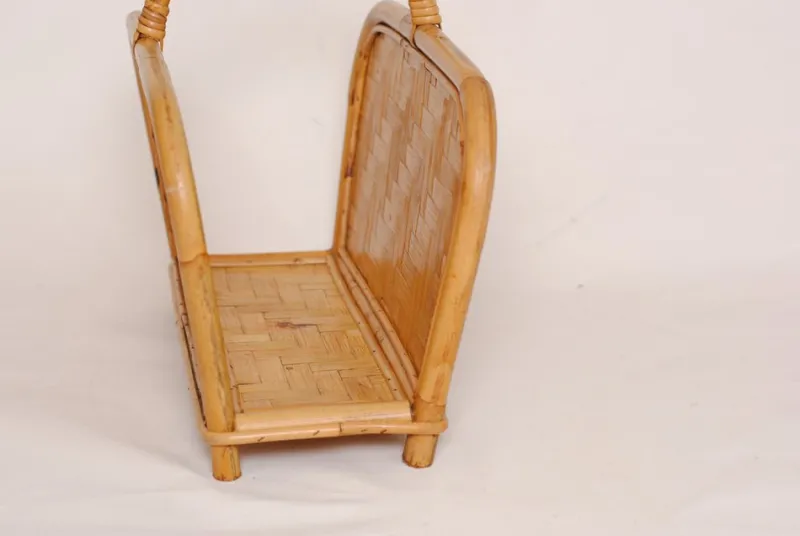 Pamono Mid-Century Modern Bamboo and Rattan and Oak Magazine Rack, 1950s> Magazine Racks