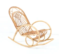Pamono Mid-Century Modern Bamboo and Rattan Children's Rocking Chair, 1970s> Children's Chairs