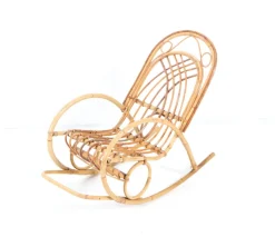 Pamono Mid-Century Modern Bamboo and Rattan Children's Rocking Chair, 1970s><noscript><img width=