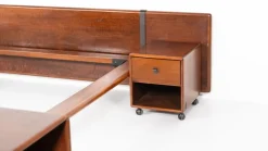 Pamono Mid-Century Modern Bed with Nightstands attributed to Fabio Lenci for Bernini, Italy, 1970s><noscript><img width=
