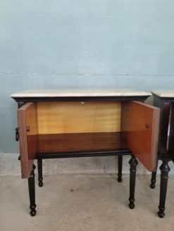 Pamono Midcentury Modern Bedside Tables with Marble Top, Set of 2><noscript><img width=