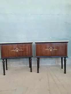 Pamono Midcentury Modern Bedside Tables with Marble Top, Set of 2><noscript><img width=