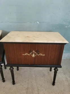 Pamono Midcentury Modern Bedside Tables with Marble Top, Set of 2><noscript><img width=