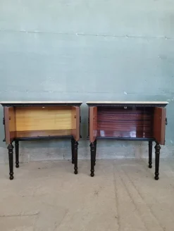 Pamono Midcentury Modern Bedside Tables with Marble Top, Set of 2><noscript><img width=