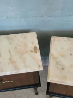 Pamono Midcentury Modern Bedside Tables with Marble Top, Set of 2><noscript><img width=