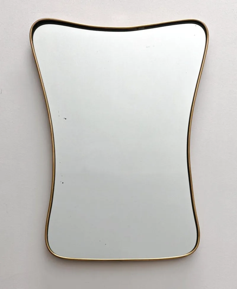 Clearance Pamono Mid-Century Modern Bevelled Mirror with Brass Frame by Gio Ponti, 1950s