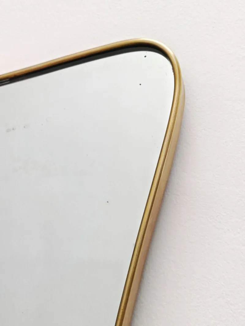 Clearance Pamono Mid-Century Modern Bevelled Mirror with Brass Frame by Gio Ponti, 1950s
