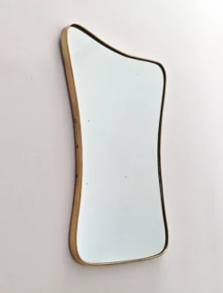 Clearance Pamono Mid-Century Modern Bevelled Mirror with Brass Frame by Gio Ponti, 1950s