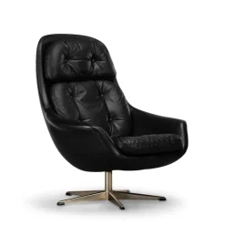 Online Pamono Mid-Century Modern Black Leather Swivel Chair attributed to H.W. Klein for Bramin, 1960s