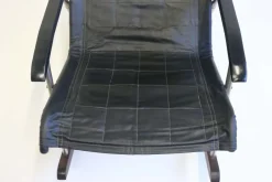 Pamono Mid-Century Modern Black Leather Rocking Chair by Takeshi Nii, 1960s><noscript><img width=