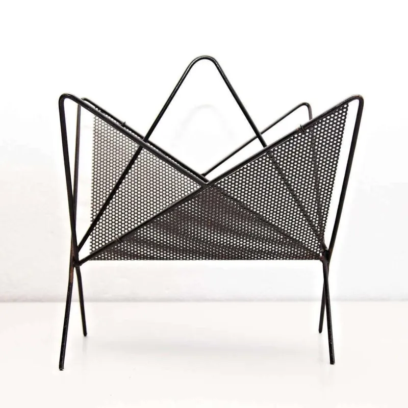 Hot Pamono Mid-Century Modern Black Metal Magazine Holder by Mathieu Matégot, 1950s