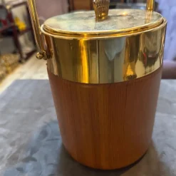 Outlet Pamono Mid-Century Modern Brass and Wood Ice Bucket by Aldo Tura for Macabo, 1950s
