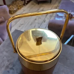 Outlet Pamono Mid-Century Modern Brass and Wood Ice Bucket by Aldo Tura for Macabo, 1950s