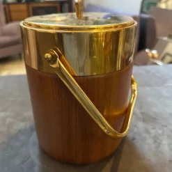 Outlet Pamono Mid-Century Modern Brass and Wood Ice Bucket by Aldo Tura for Macabo, 1950s