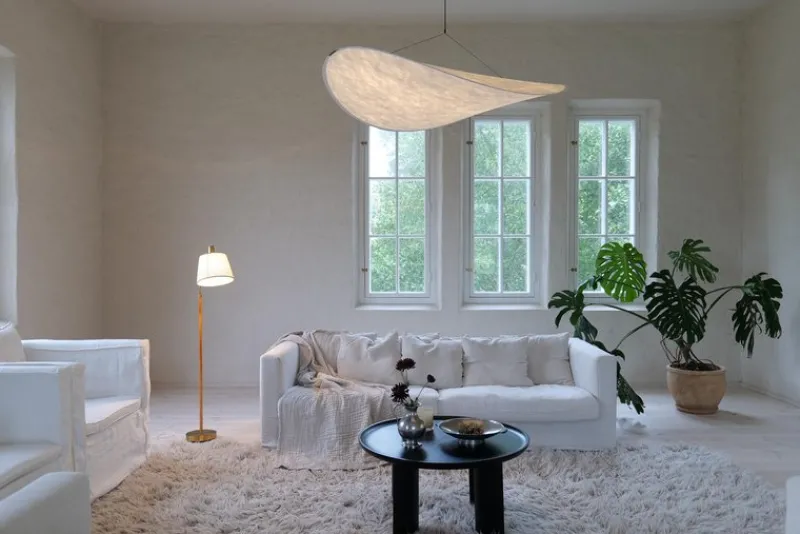Pamono Mid-Century Modern Brass and Brown Leather Floor Lamp from Falkenbergs Belysning, Sweden, 1960s> Floor Lamps