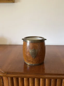 Clearance Pamono Mid-Century Modern Brown Oak Ice Bucket, 1960s