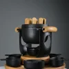 Pamono Mid-Century Modern Cast Iron and Wood Fondue Set by Richard Nissen for Bodum, 1960s, Set of 18> Dinnerware Accessories