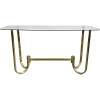 Pamono Mid-Century Modern Console Table in Galvanized Aluminum with Glass Top, 1970s> Console Tables