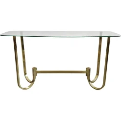 Pamono Mid-Century Modern Console Table in Galvanized Aluminum with Glass Top, 1970s> Console Tables