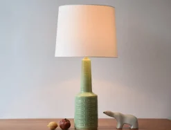Online Pamono Mid-Century Modern Danish Green Glaze Ceramic Table Lamp with Shade from Palshus, 1960s