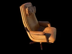 Pamono Mid-Century Modern Danish Tan Leather Swivel Chair, 1970><noscript><img width=