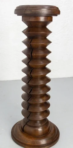 Best Pamono Midcentury Modern French Turned Beech Pedestal, 1940