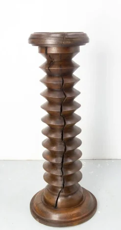 Best Pamono Midcentury Modern French Turned Beech Pedestal, 1940