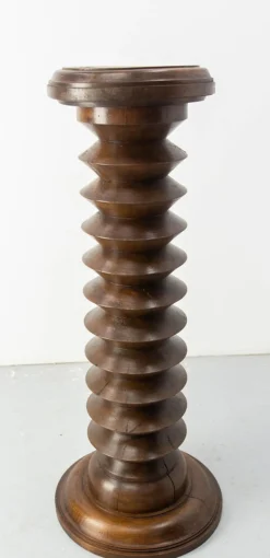 Best Pamono Midcentury Modern French Turned Beech Pedestal, 1940