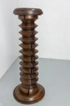 Best Pamono Midcentury Modern French Turned Beech Pedestal, 1940