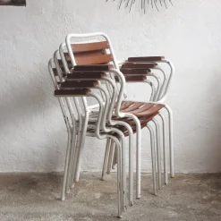 Pamono Mid-Century Modern French Stackable Garden Chairs, 1950s, Set of 4
