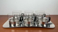 Pamono Mid-Century Modern German Tea Glasses and Tray from WMF, 1960s, Set of 7><noscript><img width=