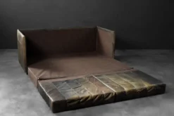 Pamono Mid-Century Modern German Brutalist Brown Leather 2-Seater Sofa, 1970s